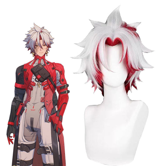 Wuthering Waves Scar Red Mixed White Cosplay Wig