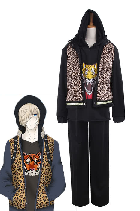 Yuri on Ice Yuri Plisetsky Daily Wear Leopard Print  Sports Suits Cosplay Costumes