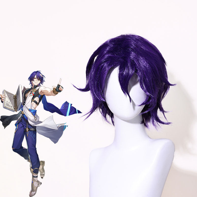 Honkai:Star Rail Dr.Ratio Cosplay Wig Dark purple Short Wig 01