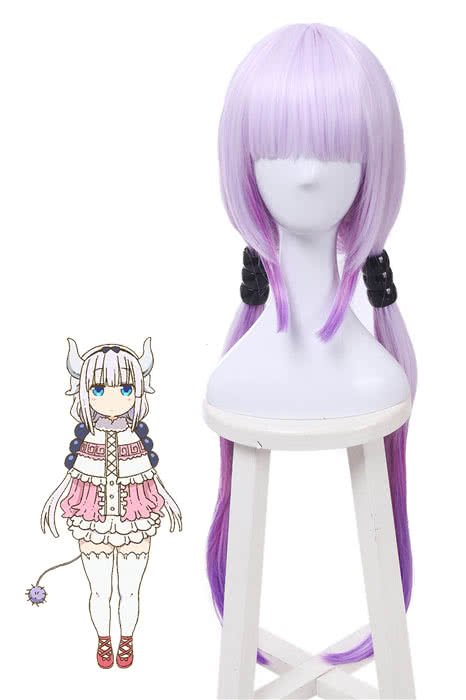 Miss Kobayashi's Dragon Maid Kanna Kobayashi Synthetic Long Purple Anime Cosplay Wigs