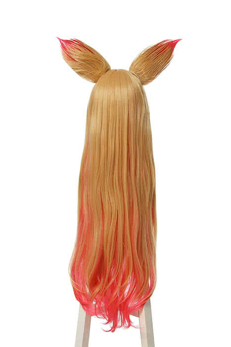 League Of Legends the Nine-Tailed Fox Ahri Long Yellow Mixed Pink Cosplay Wigs