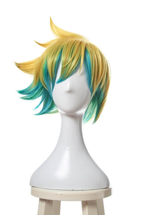 League Of Legends Star Guardian Ezreal Short Golden Mixed Blue Game Cosplay Wigs