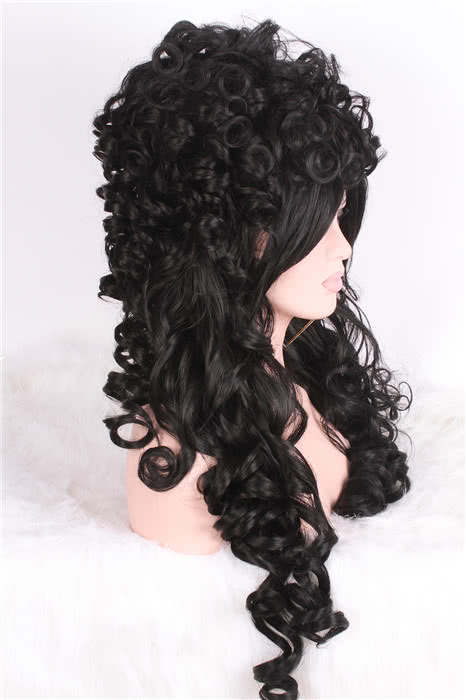 80cm Long Black Marie Antoinette Woman Fashion Wigs