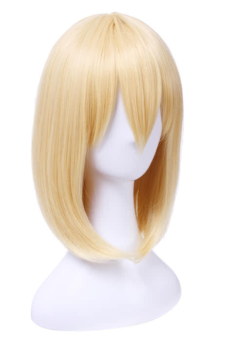 35cm short Bob cosplay wig Attack on Titan Amin Arnold milk golden hair