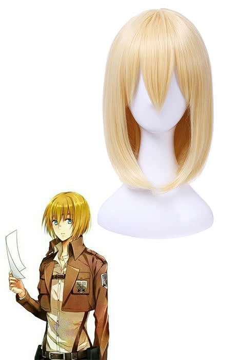 35cm short Bob cosplay wig Attack on Titan Amin Arnold milk golden hair