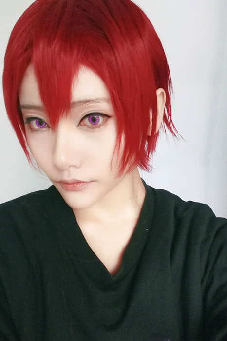 Free!Eternal Summer Rin Matsuoka Claret-red Short Straight Cosplay Wigs