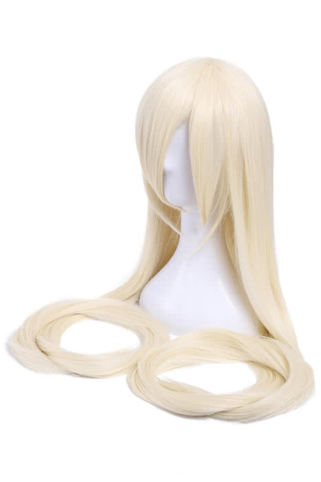 Human computer angel Supper Long Straight Light Blonde Cosplay Party Wigs