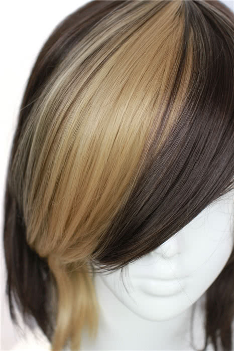 30cm Light Brown/dark Brown Straight Short Bob Cosplay Wig