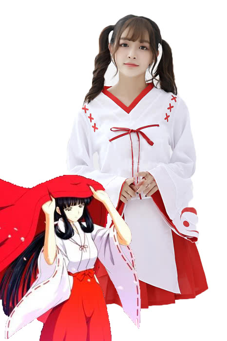 Inuyasha Kikyo Red Cosplay Kimono Costumes