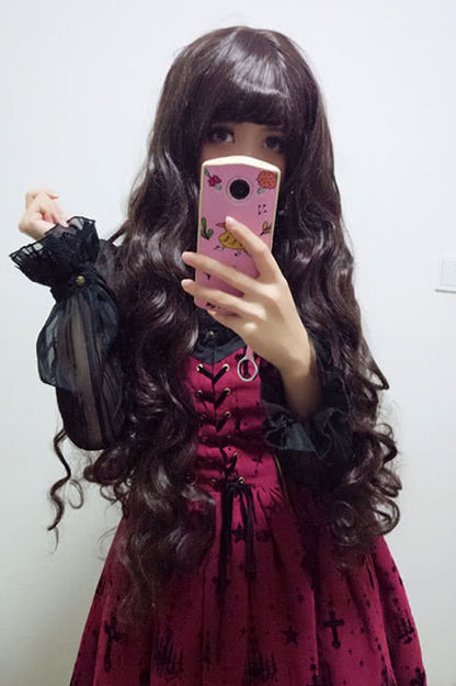 100cm Long Fashion Wigs Brown Wavy Hair For Women