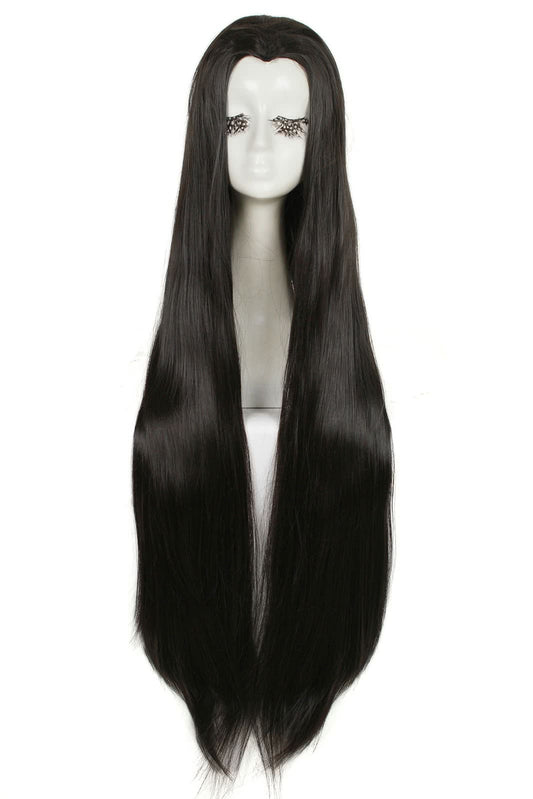 100cmTip Black Straight Widow's Peak Hairpiece Cosplay Wigs