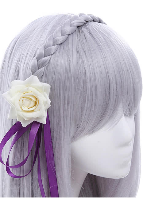 Re:ZERO -Starting Life in Another World Emilia Synthetic Anime Long Grey Cosplay Wigs