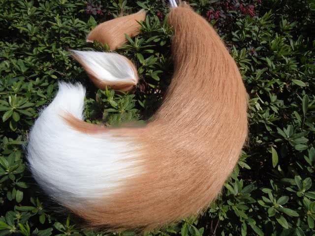 Wolftail Tail Light Brown White Plush Cosplay