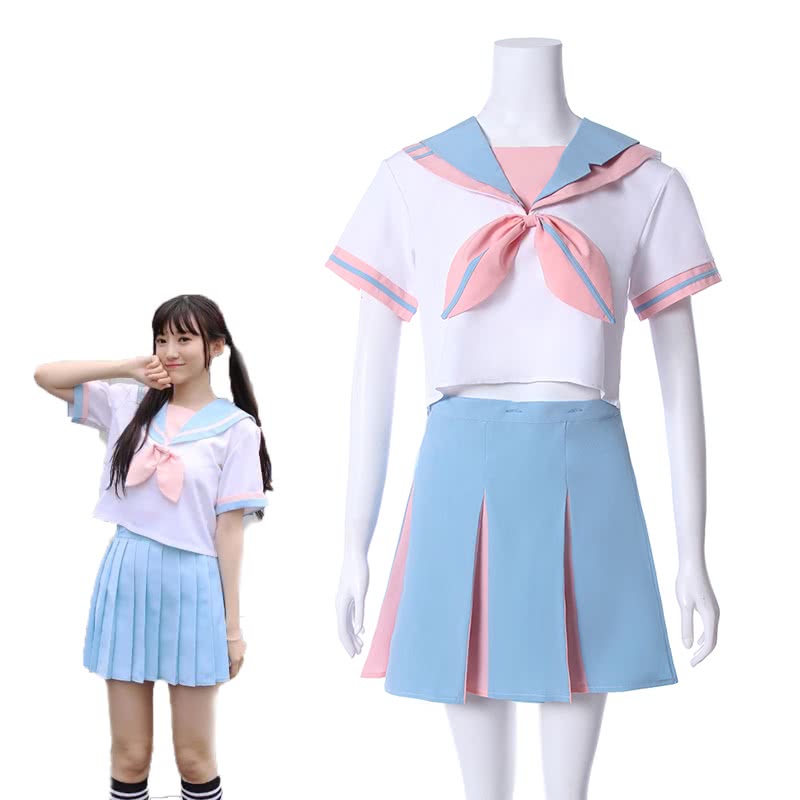 Japanese Student Sailor Suit College Wind Suit Short-sleeved JK Uniform Pleated Skirt  Cosplay Costume