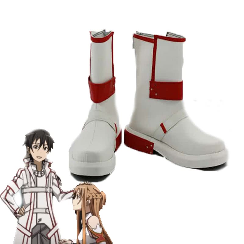 Sword Art Online Kirito Cosplay Shoes White and Red Shoes