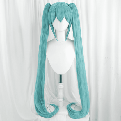 120cm Miku Supper Long Green Cosplay Wigs Straight Clip on Ponytails Full Hair