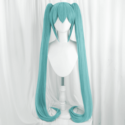 120cm Miku Supper Long Green Cosplay Wigs Straight Clip on Ponytails Full Hair