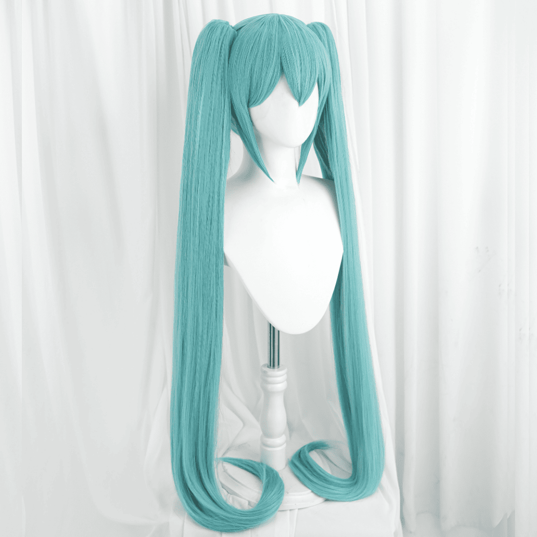120cm Miku Supper Long Green Cosplay Wigs Straight Clip on Ponytails Full Hair
