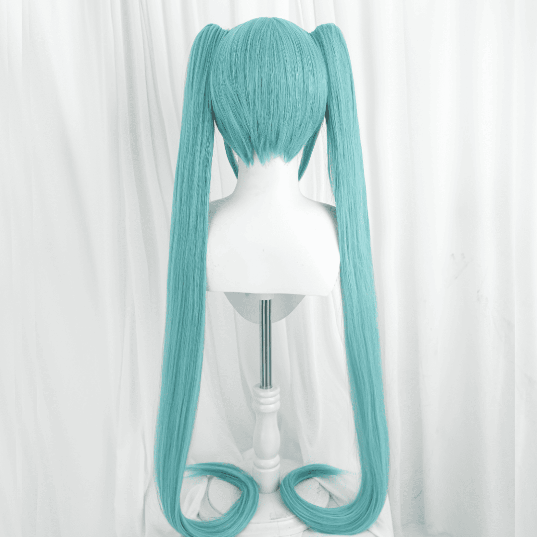 120cm Miku Supper Long Green Cosplay Wigs Straight Clip on Ponytails Full Hair