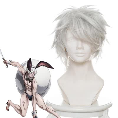 12 Taisen Juuni Taisen Usagi Silver Short Cosplay Wig