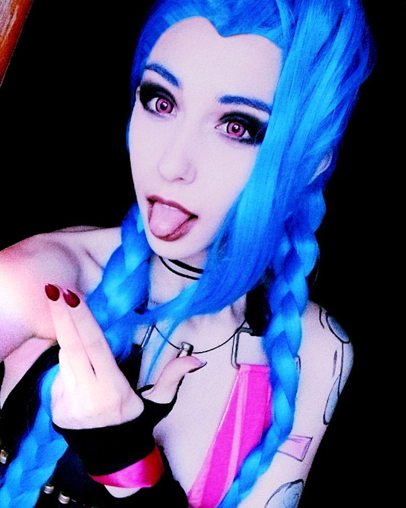 130cm Anime LOL Arcane Jinx Blue Cosplay Wigs