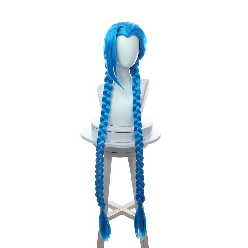 130cm Anime LOL Arcane Jinx Blue Cosplay Wigs