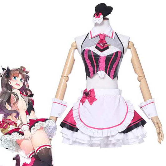 Fate Grand Order Tohsaka Rin Street Choco-Maid Game Cosplay Costumes