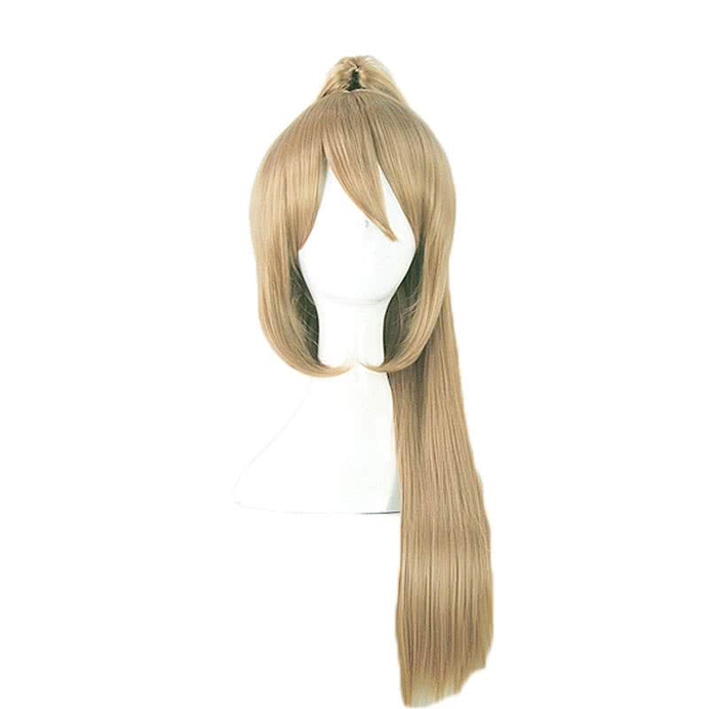 Gintama Okita Sougo Flax Brown Clip Ponytail Female Cosplay Wigs