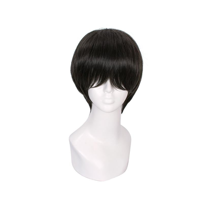 25cm Short Fashion Wig Black Straight Men Hair 