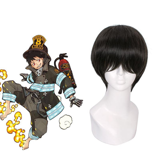 25cm Short Fashion Wig Black Straight Men Hair 