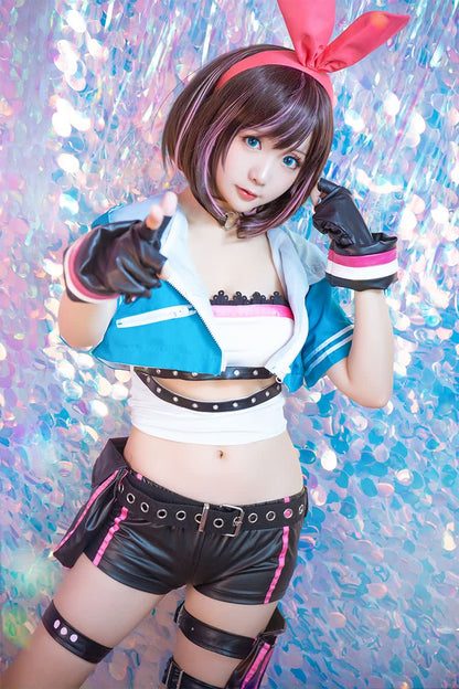Youtuber  Kizuna AI Short Straight Brown Mixed Pink Cosplay Wigs