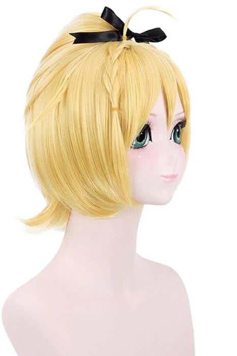 35cm long yellow blonde Felt braid ponytail cosplay wig
