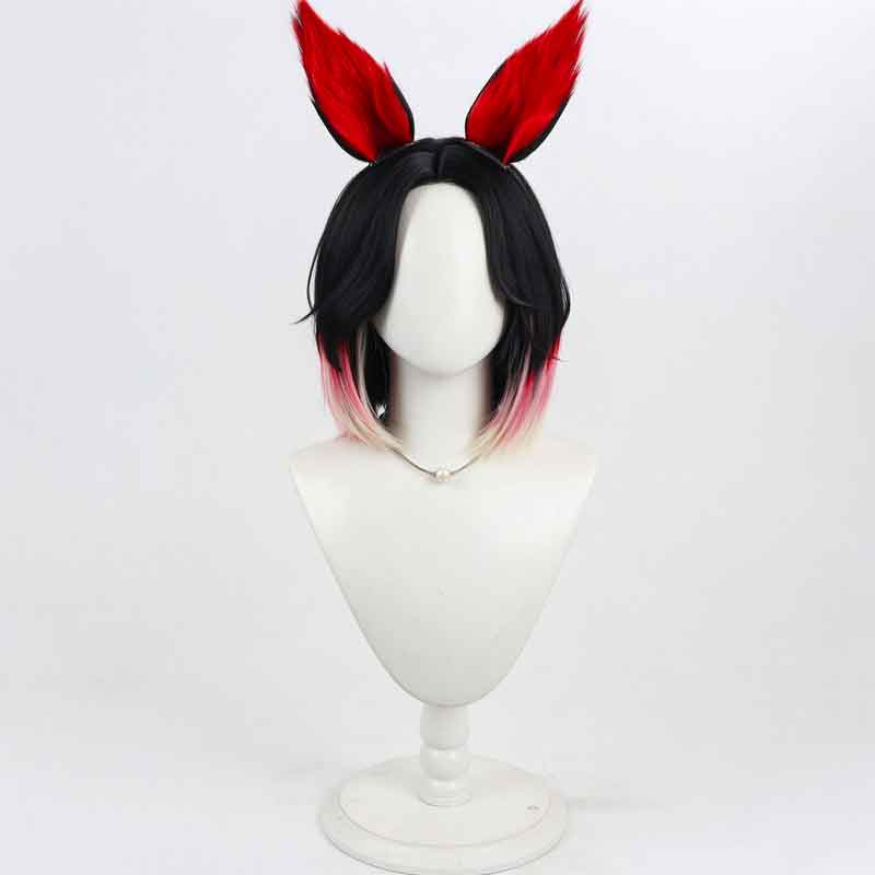 Rolecosplay LOL K/DA Firestarter Ahri Black Red Gradient Short Cosplay Wig