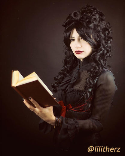80cm Long Black Marie Antoinette Woman Fashion Wigs