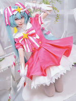 Hatsune Miku Ima Sugu Rinne Cosplay Costume Pink Magical Girl Dress with Oversized Skirt, Wig and Wand Options