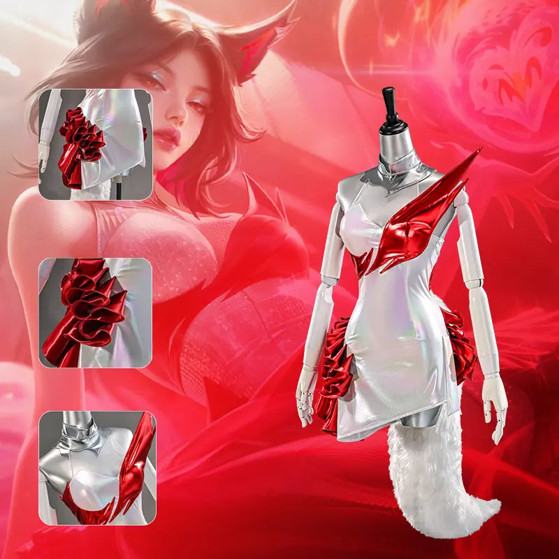 Rolecosplay League of Legends K/DA Firestarter Ahri White Red Cosplay Costume