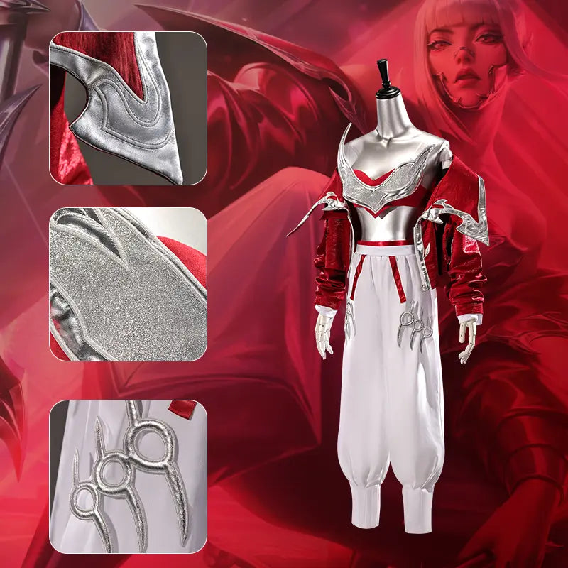 Rolecosplay League of Legends K/DA Firestarter Akali White Red Cosplay Costume