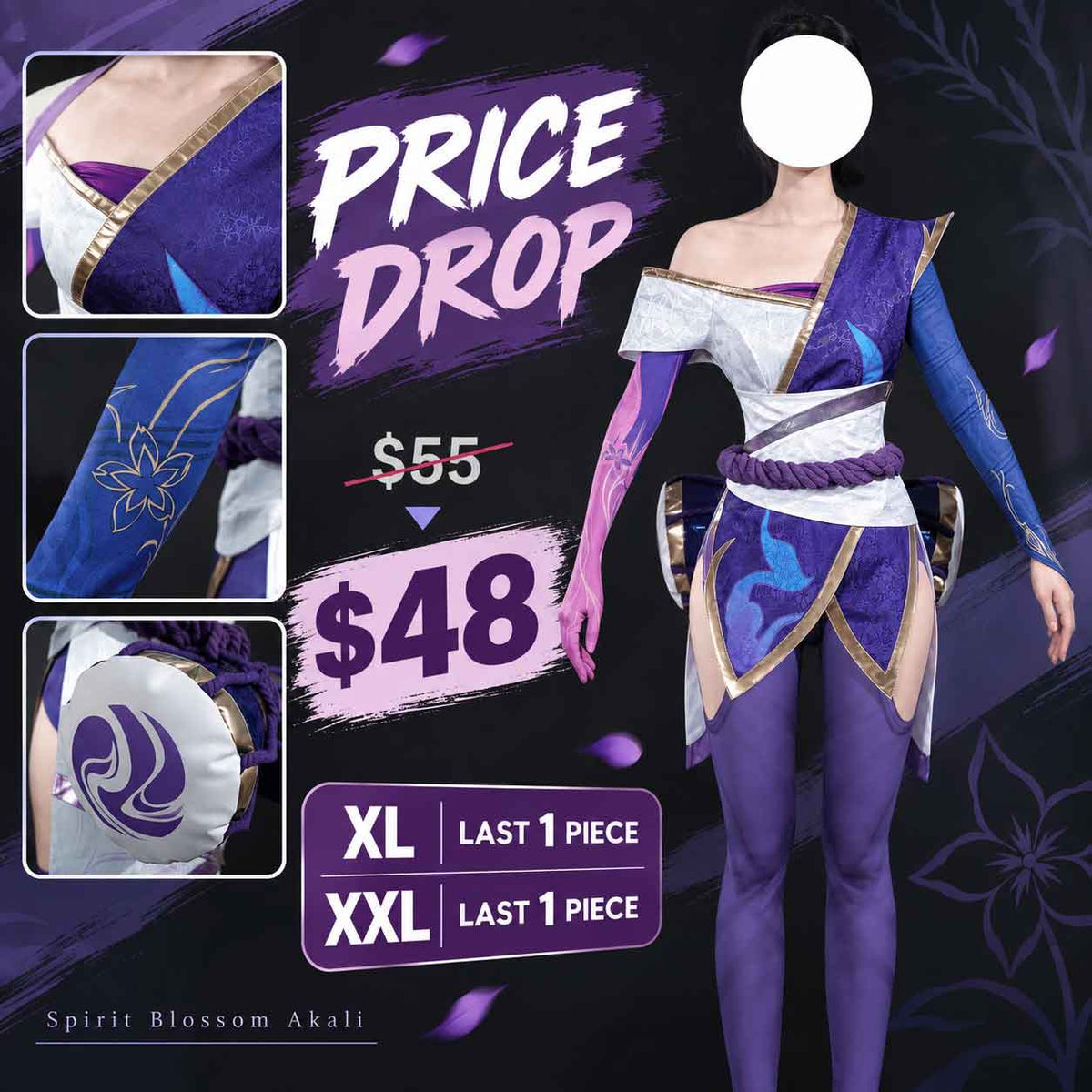 【Limited Stock】Rolecosplay LOL Spirit Blossom Akali Cosplay Costume