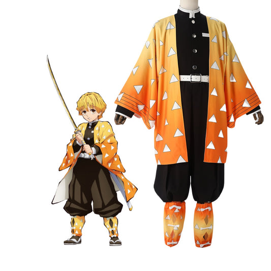 Demon Slayer / Kimetsu no Yaiba Zenitsu Agatsuma kimono Cosplay Costume 01
