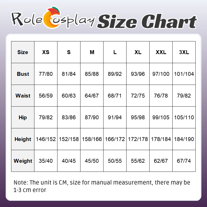 Genshin Impact Guuji Yae Miko Cosplay Costume size chart
