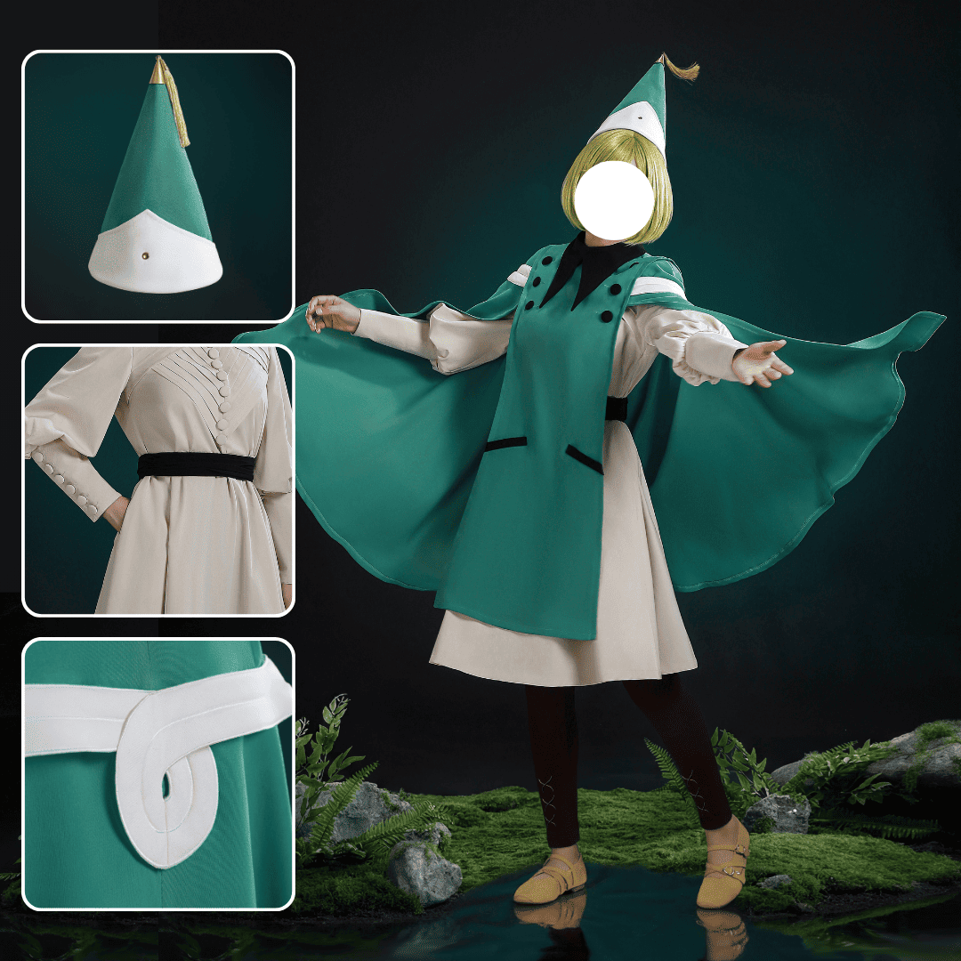 Rolecosplay Anime Witch Hat Coco Green Cloak Cosplay Costume
