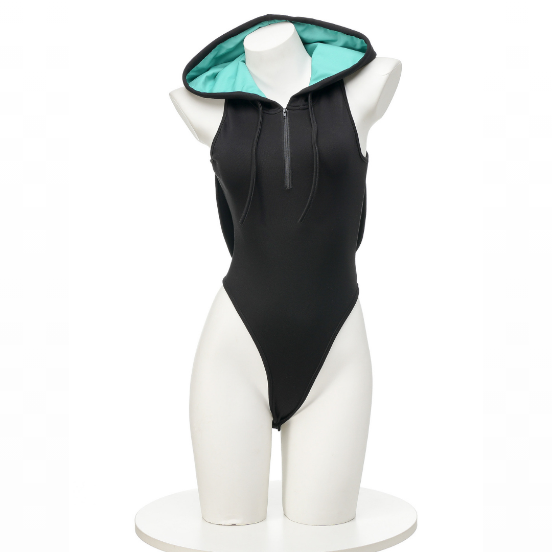 Rolecosplay Black & Mint Green Hooded Bunny Bodysuit