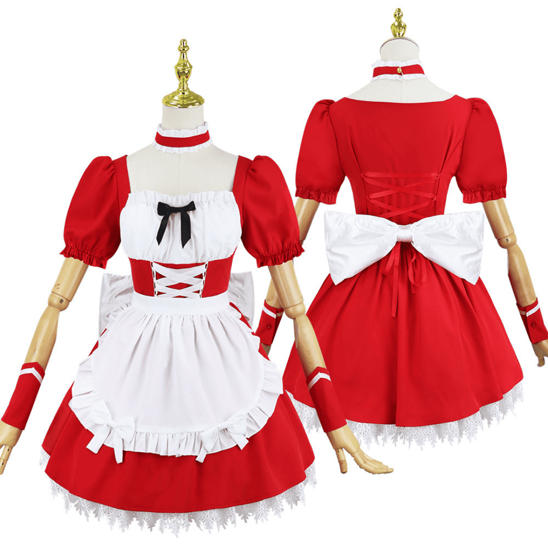 Rolecosplay EVA Asuka Maid Cosplay Costume Red Maid Outfits