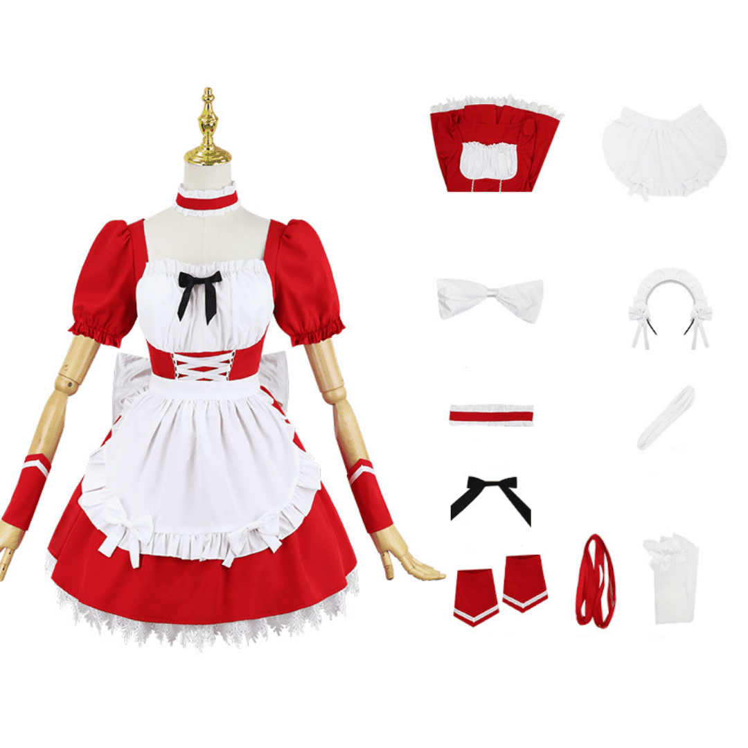 Rolecosplay EVA Asuka Maid Cosplay Costume Red Maid Outfits