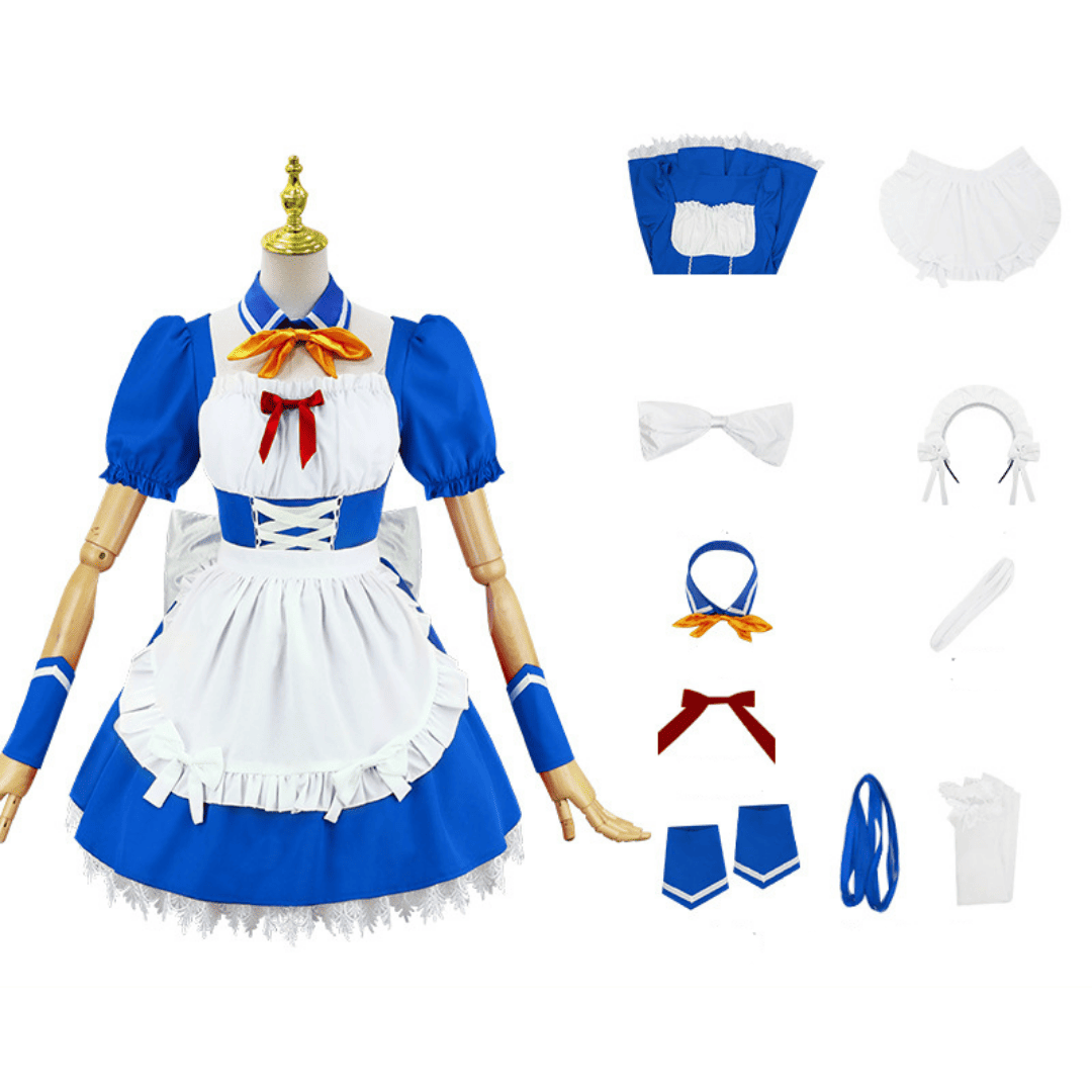 Rolecosplay EVA Rei Maid Cosplay Costume Blue Maid Outfit