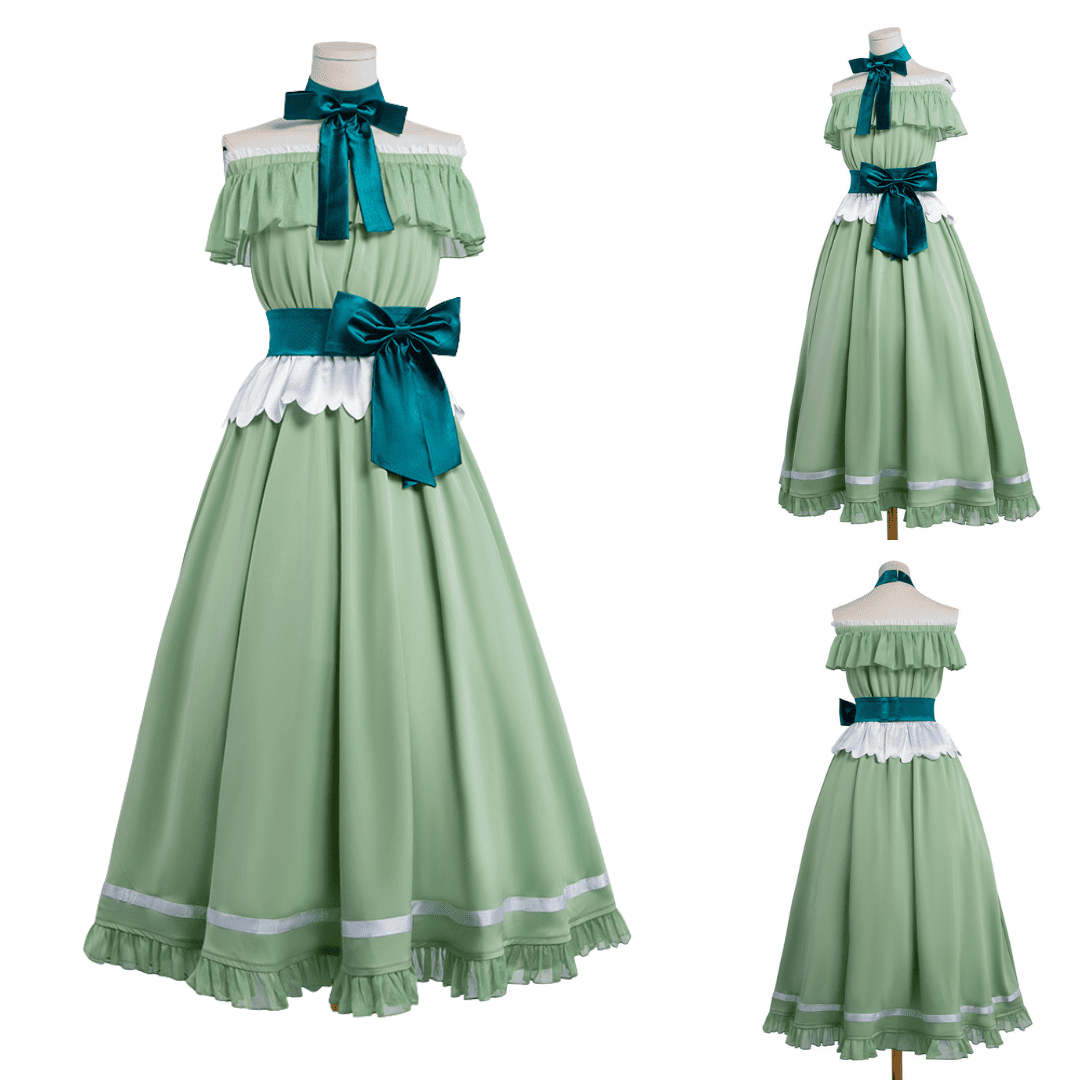 Rolecosplay Friren Cosplay Costume Elf Green Long Formal Dress