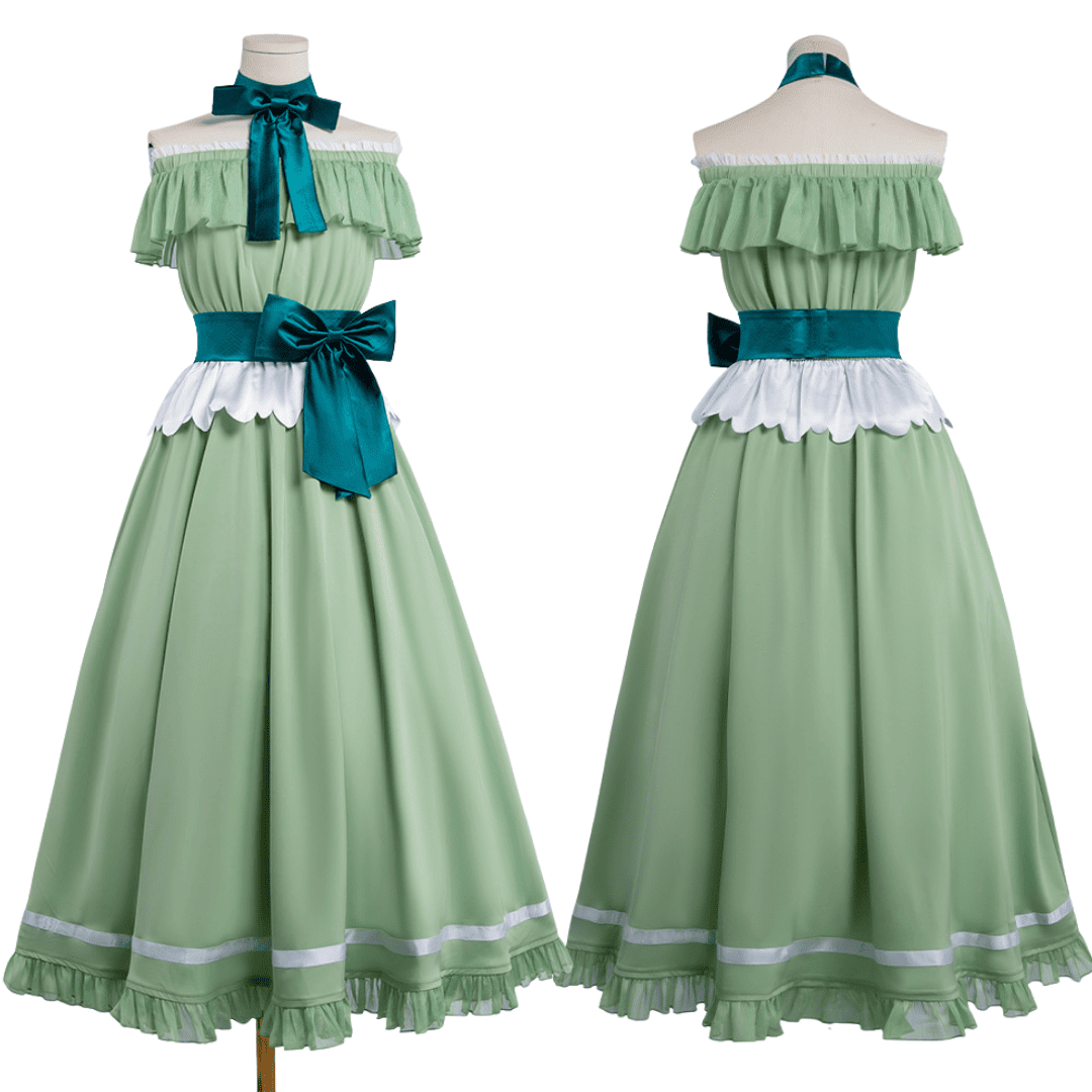 Rolecosplay Friren Cosplay Costume Elf Green Long Formal Dress