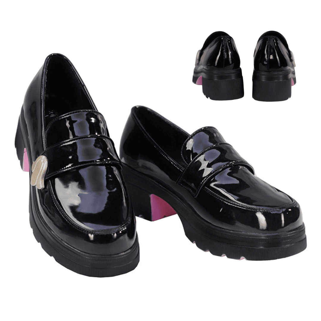 Rolecosplay Honkai Star Rail Hyacine Black Leather Cosplay Shoes Pink Sole