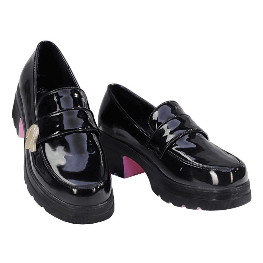 Rolecosplay Honkai Star Rail Hyacine Black Leather Cosplay Shoes Pink Sole