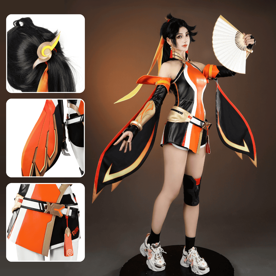 Rolecosplay OW Anran Orange Battle Suit Cosplay Costume